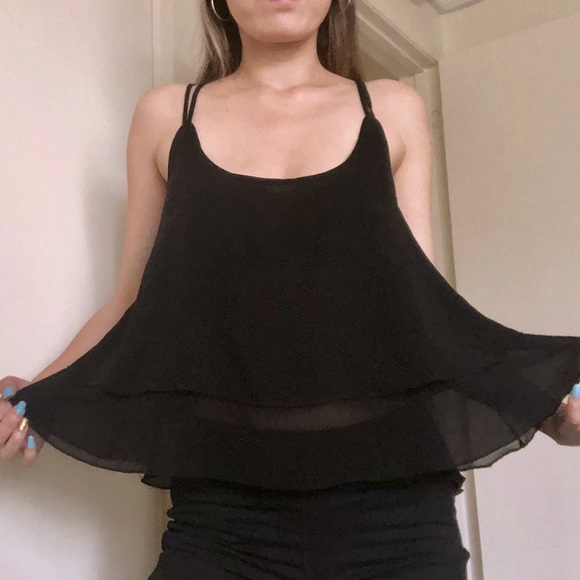 finejo Tops - Black flowey tank top
